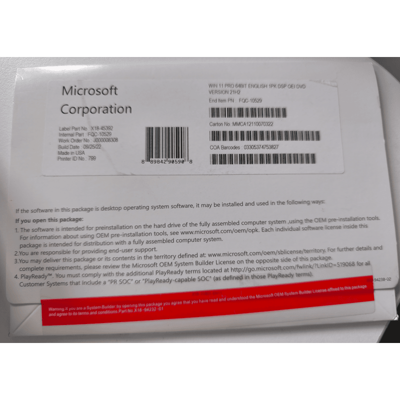 Windows 11 Pro English DVD